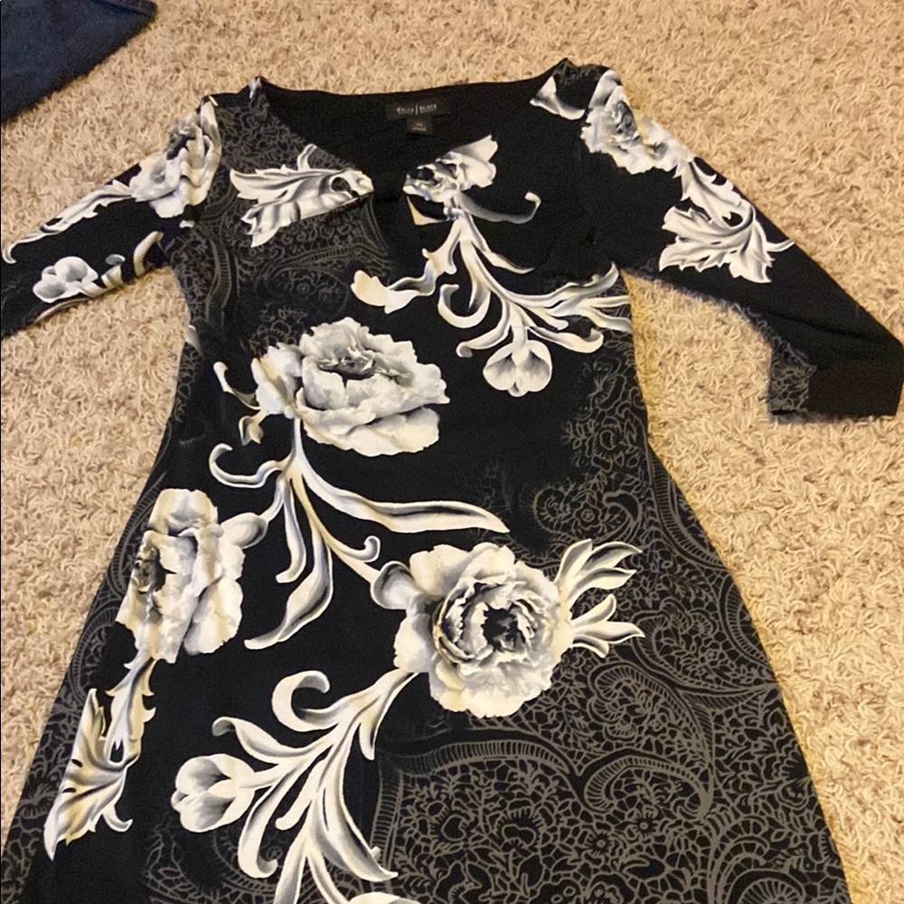 Floral Black and White Dress